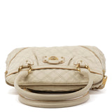 Ivory Quilted Leather Tote Bag