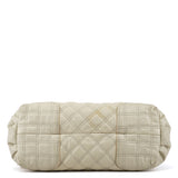 Ivory Quilted Leather Tote Bag
