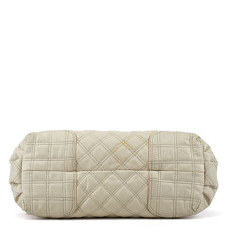 Ivory Quilted Leather Tote Bag