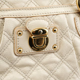 Ivory Quilted Leather Tote Bag