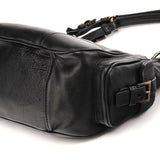 BR2672 Black Leather Calf Rocket Pocket Tote Bag