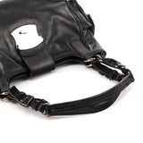 BR2672 Black Leather Calf Rocket Pocket Tote Bag
