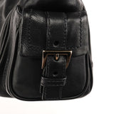 BR2672 Black Leather Calf Rocket Pocket Tote Bag