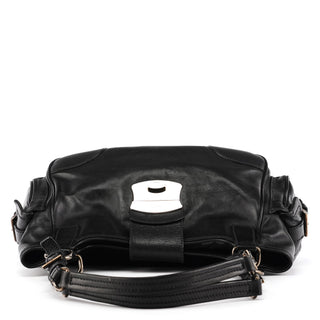 BR2672 Black Leather Calf Rocket Pocket Tote Bag
