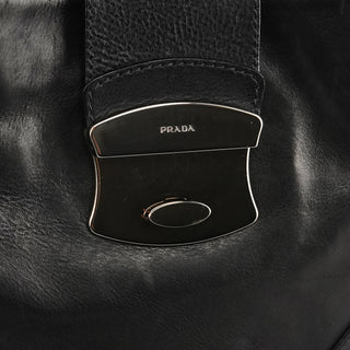 BR2672 Black Leather Calf Rocket Pocket Tote Bag