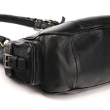 BR2672 Black Leather Calf Rocket Pocket Tote Bag