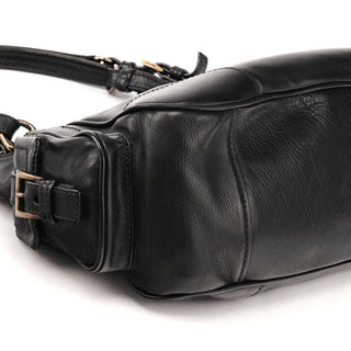 BR2672 Black Leather Calf Rocket Pocket Tote Bag