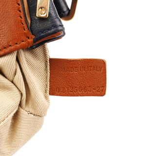 Light Brown Navy Leather Mini Shoulder Bag