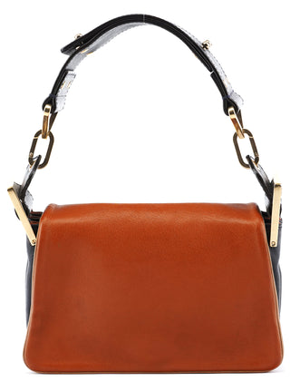 Light Brown Navy Leather Mini Shoulder Bag