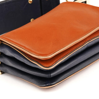Light Brown Navy Leather Mini Shoulder Bag