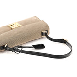 001 4214 Sac porté épaule Lady Lock en toile beige et noire