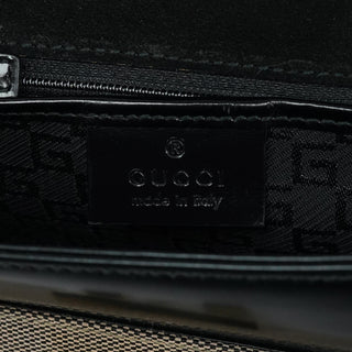 001 4214 Beige Black Canvas Lady Lock Shoulder Bag