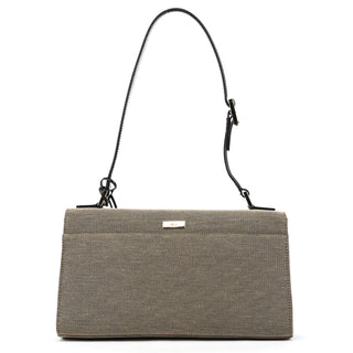 001 4214 Beige Black Canvas Lady Lock Shoulder Bag