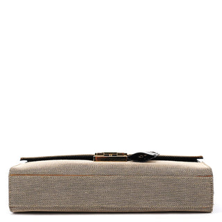 001 4214 Beige Black Canvas Lady Lock Shoulder Bag