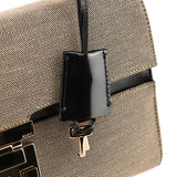 001 4214 Sac porté épaule Lady Lock en toile beige et noire