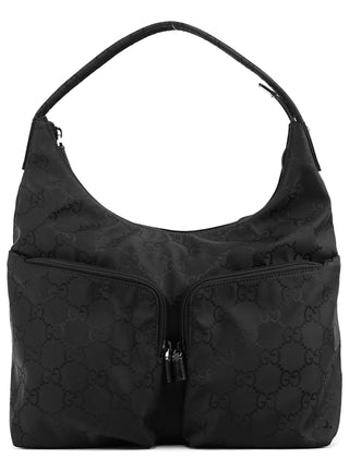 001 3380 Black GG Nylon Double Pocket Shoulder Bag