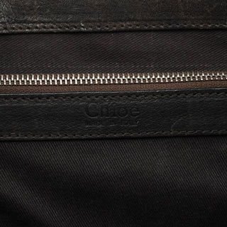 Brown Washed Leather Top Handle Bag