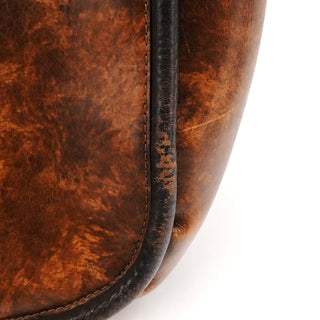 Brown Washed Leather Top Handle Bag