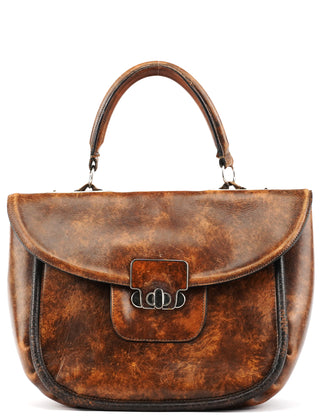 Brown Washed Leather Top Handle Bag