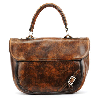 Brown Washed Leather Top Handle Bag