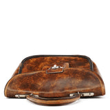 Brown Washed Leather Top Handle Bag