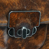 Brown Washed Leather Top Handle Bag