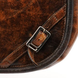 Brown Washed Leather Top Handle Bag