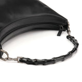 000 0531 Black Leather Bamboo Shoulder Bag