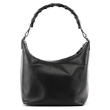 000 0531 Black Leather Bamboo Shoulder Bag