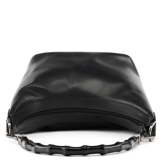 000 0531 Black Leather Bamboo Shoulder Bag