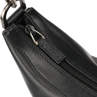 000 0531 Black Leather Bamboo Shoulder Bag