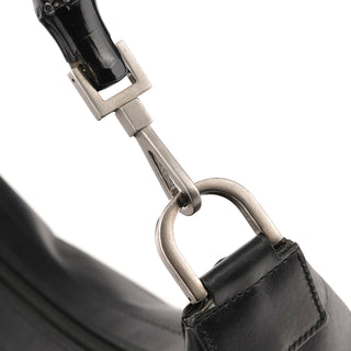 000 0531 Black Leather Bamboo Shoulder Bag