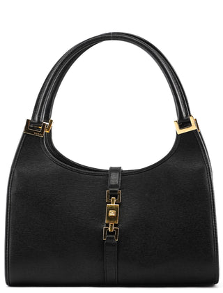 Black Leather Jackie Shoulder Bag