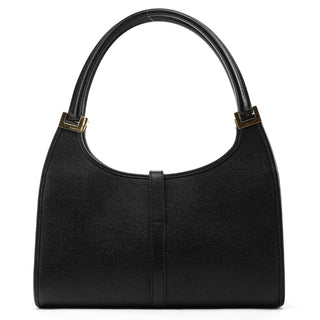 Black Leather Jackie Shoulder Bag