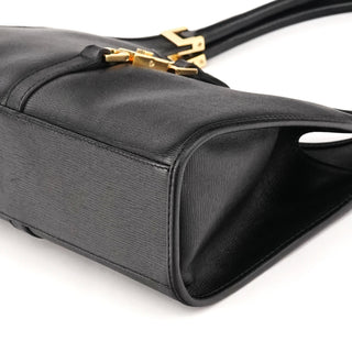 Black Leather Jackie Shoulder Bag