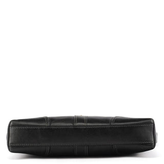11042 Black Leather Turnlock Shoulder Bag