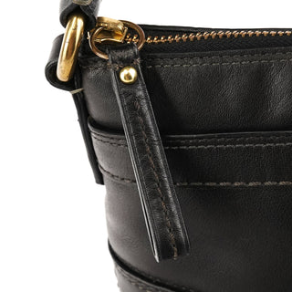 11042 Black Leather Turnlock Shoulder Bag