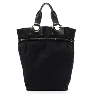 95374 Black Canvas Drawstring Tote Bag