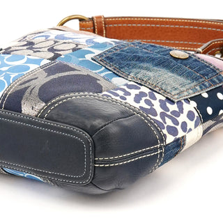 10812 Blue Denim Patchwork Shoulder Bag