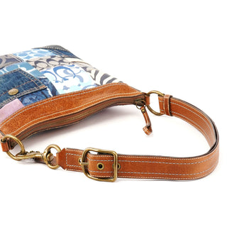 10812 Blue Denim Patchwork Shoulder Bag