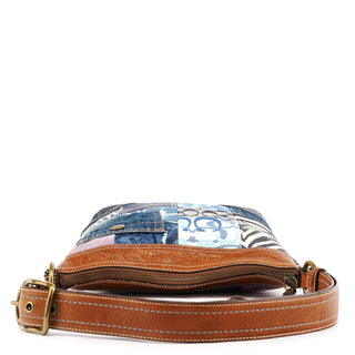 10812 Blue Denim Patchwork Shoulder Bag