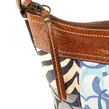 10812 Blue Denim Patchwork Shoulder Bag