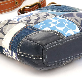 10812 Blue Denim Patchwork Shoulder Bag