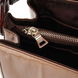B6525 Sac porté épaule en cuir verni Spazzolato marron