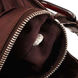 B6525 Brown Spazzolato Patent Leather Shoulder Bag