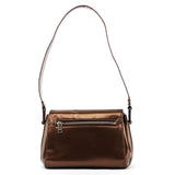 B6525 Sac porté épaule en cuir verni Spazzolato marron