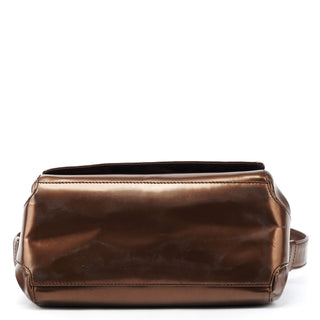 B6525 Brown Spazzolato Patent Leather Shoulder Bag