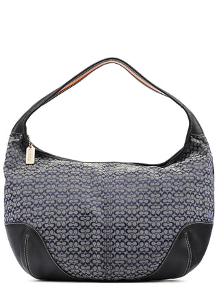 6618 Grey Black Signature Canvas Ergo Hobo Bag