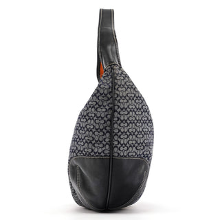 6618 Grey Black Signature Canvas Ergo Hobo Bag