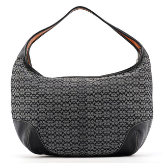 6618 Grey Black Signature Canvas Ergo Hobo Bag